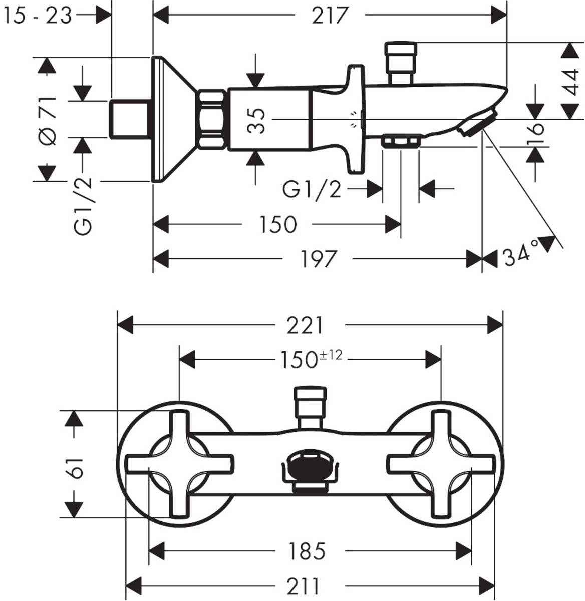 Змішувач для ванної Hansgrohe Logis Classic 71240000