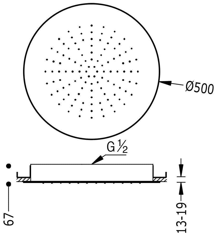Верхний душ Tres 500 134950NM