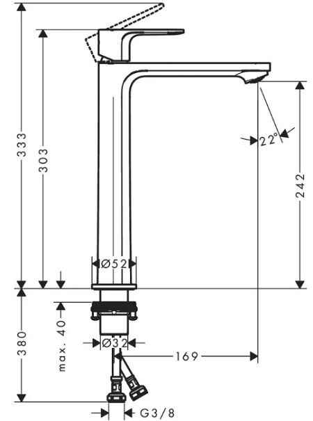 Rebris E 240 Змішувач для раковини, хром 72583000