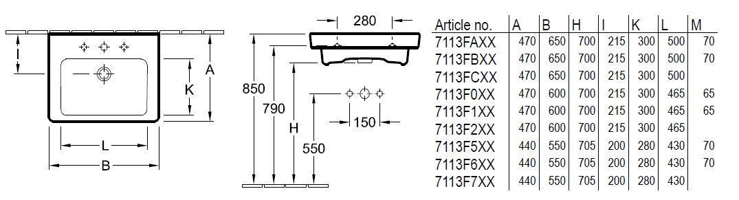 Подвесной умывальник Villeroy and Boch Subway 2.0 7113F1R3