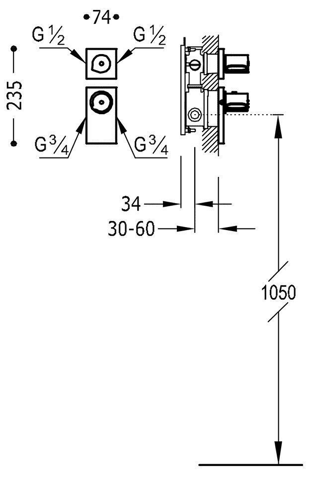 Термостат для душа Tres Block System 20635299