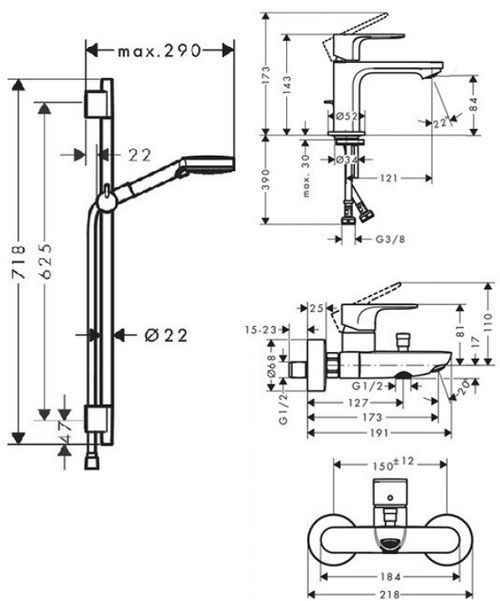 Rebris S Набір змішувачів для ванни 20233000