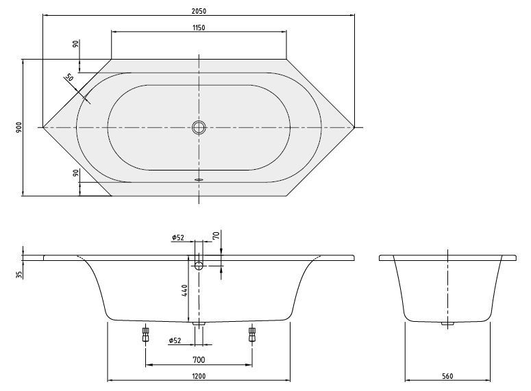 Ванна Villeroy and Boch Loop&Friends UBA205LFO6V-96