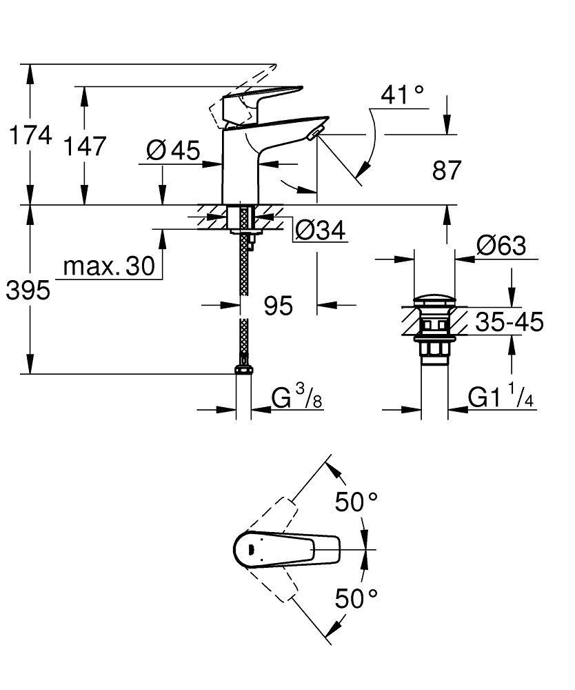 Смеситель для умывальника Grohe BauEdge 23896001