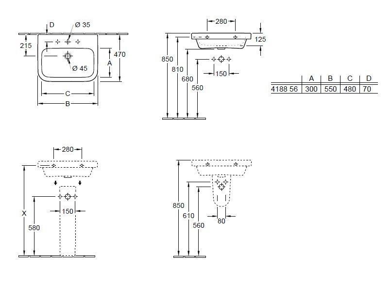 Подвесной умывальник Villeroy and Boch Architectura 418855T1