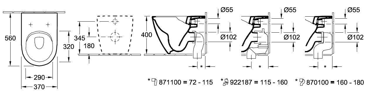 Унитаз напольный Villeroy and Boch Subway 2.0 (без смывного края) 5602R0R2