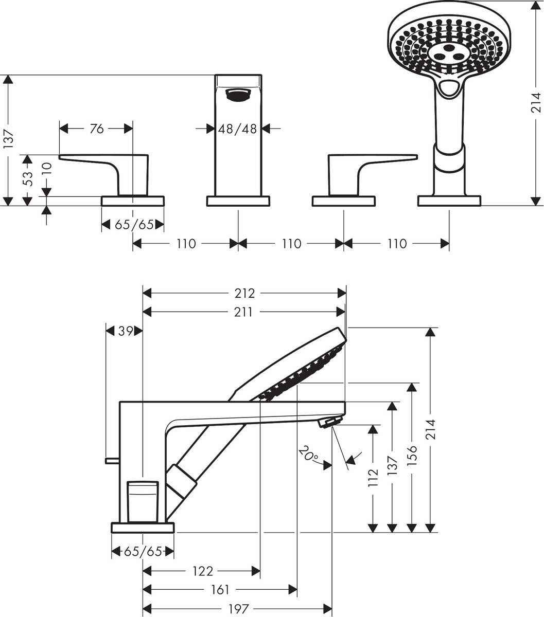 Змішувач для ванної Hansgrohe Metropol 32553000