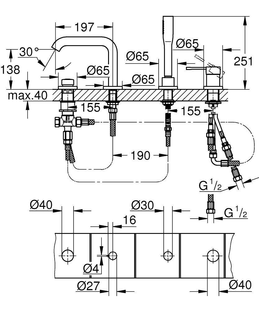 Смеситель для ванны/душа Hansgrohe Talis E 19578001