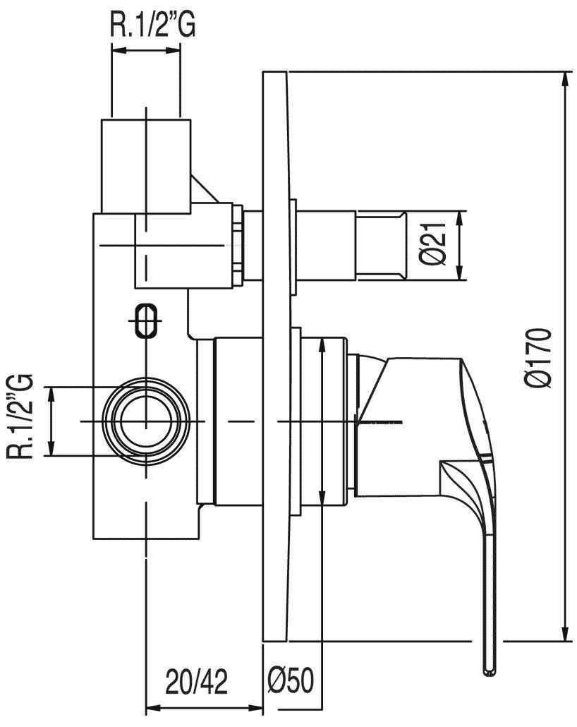 Змішувач для душа і ванни K - Tres 06918012