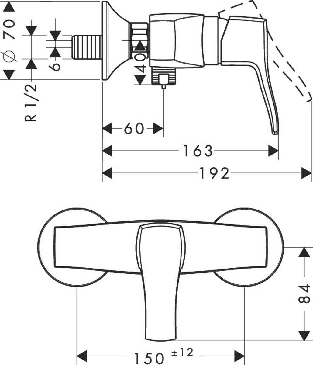 Змішувач для душа Hansgrohe Metris Classic 31672000