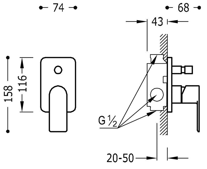 Смесители для ванны / душа Tres Loft 20018001