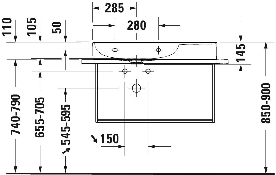 Умывальник Duravit DuraSquarе (ассиметричный) 2348800040