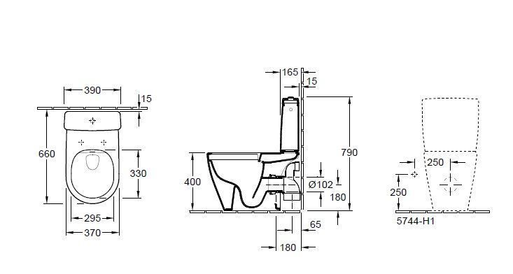Унитаз напольный Villeroy and Boch Avento (без смывного края) 5644R0R1
