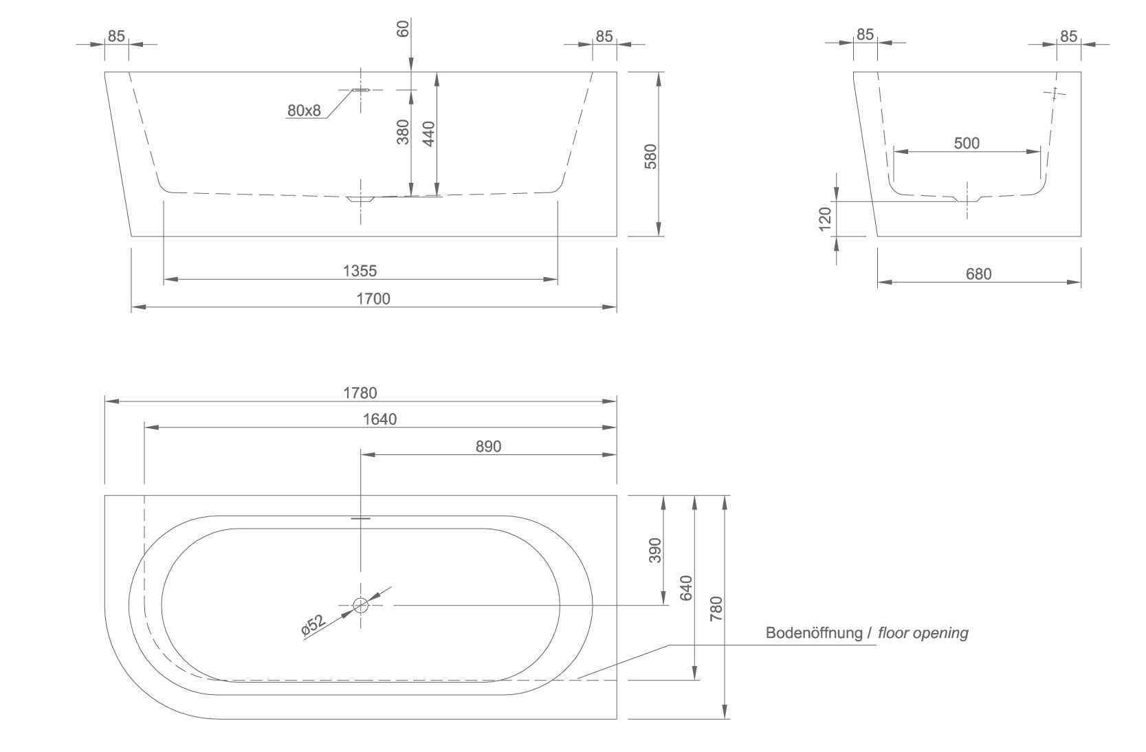 Пристінна ванна Knief Wall Corner правосторонняя / лівостороння wall l Белый глянцевый 0100-277-L
