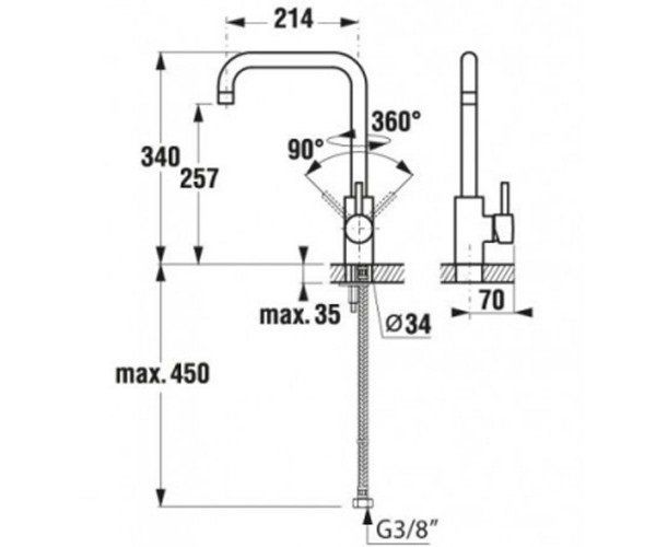Смеситель кухонный Jika Mio H3517110042001