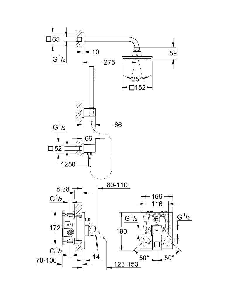 Набір для душа Grohe Eurocube 23409000