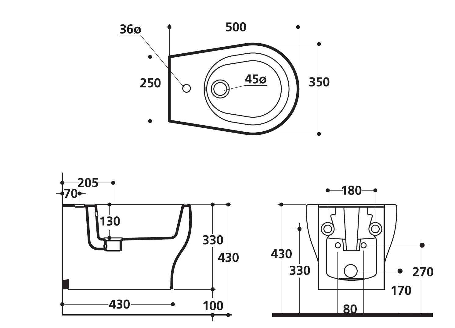 Біде підвісне Cinque AXA 362501