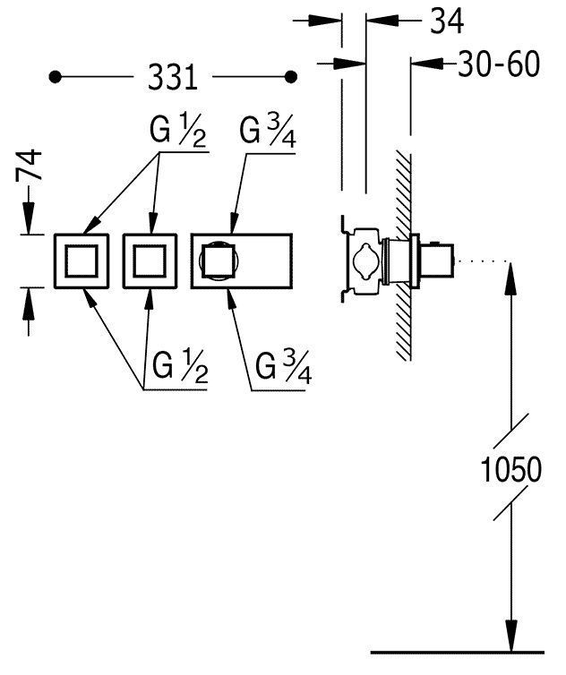 Термостат для душа Tres Block System 20725399