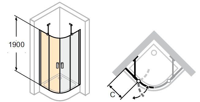 Распашная душевая кабина Huppe Design Pure 8P1705.092.322