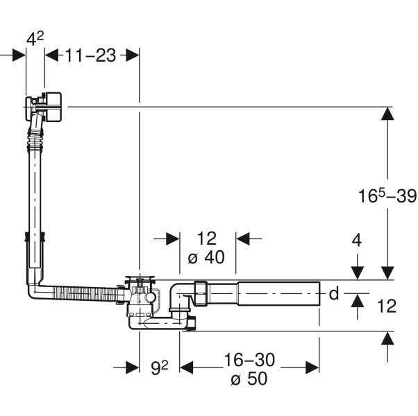 Злив-перелив для ванни Geberit 150.710.21.1