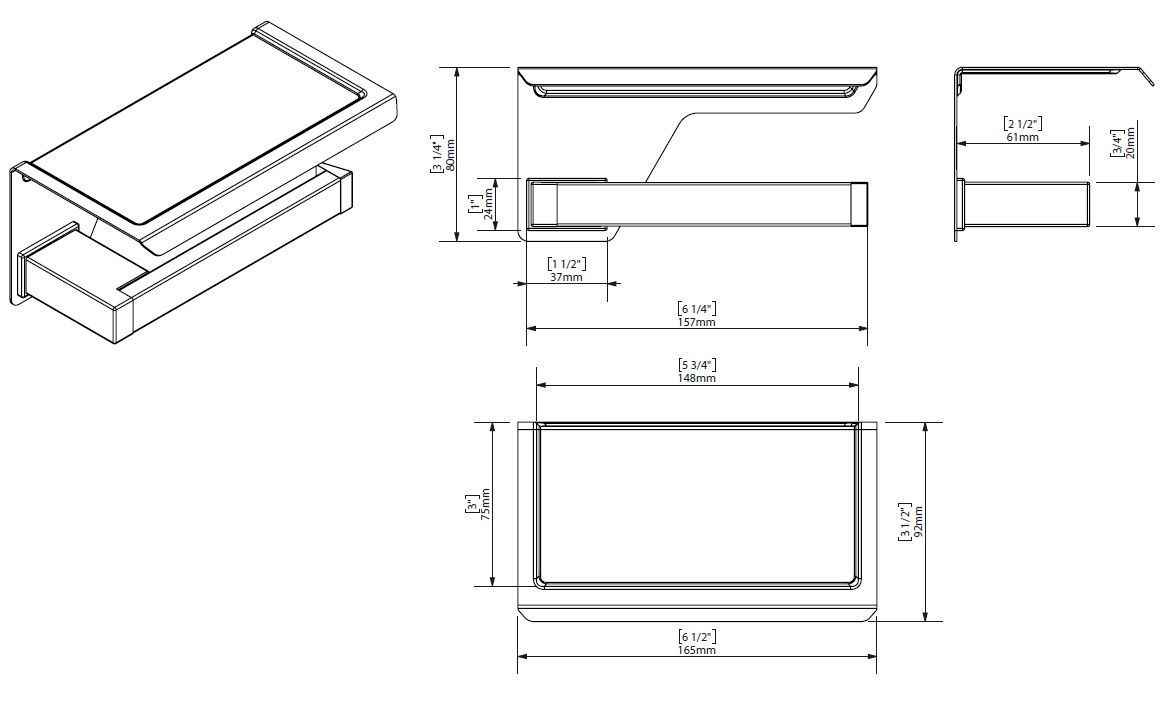 Тримач паперу з поличкою Creabath Kubo 192472