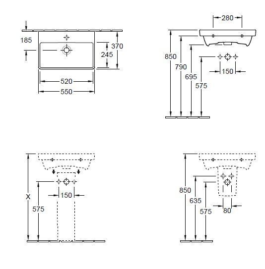 Подвесной умывальник Villeroy and Boch Avento (компактный) 4A0056RW