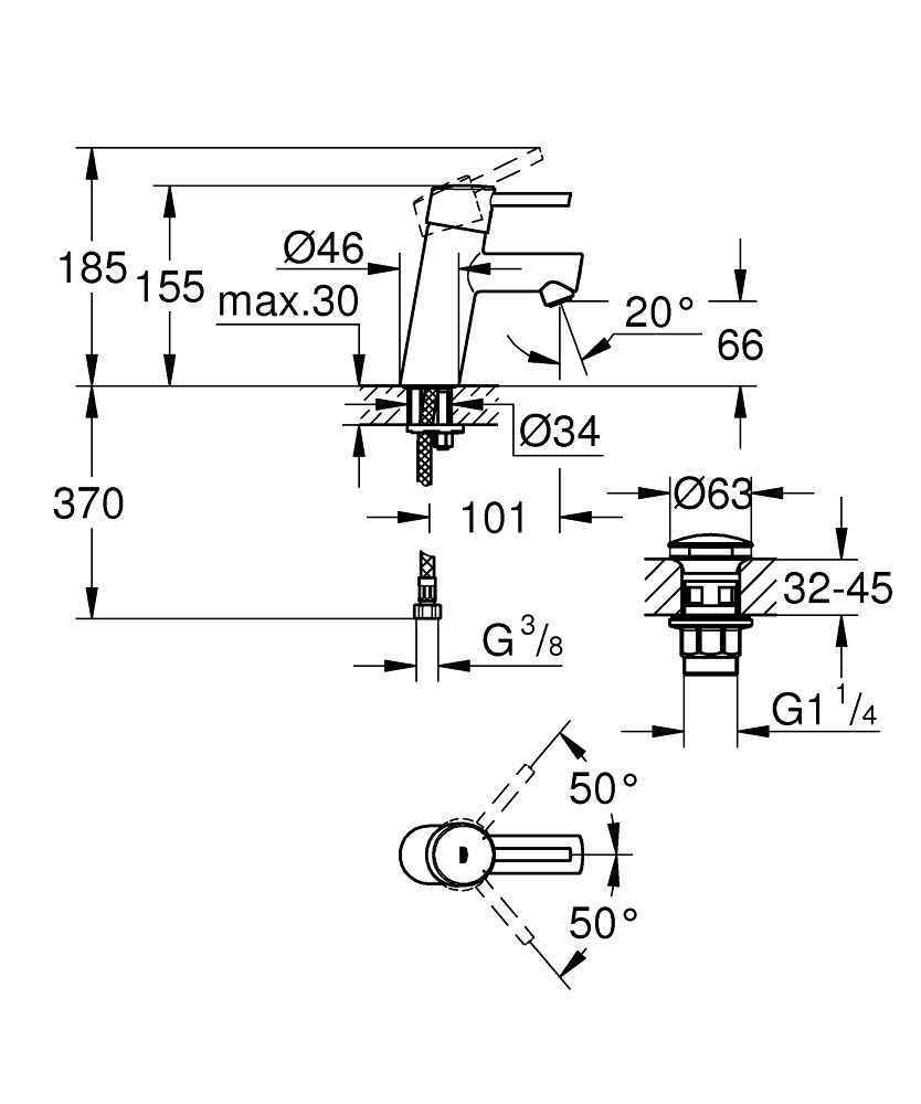 Змішувач для умивальника Grohe Concetto 23931001