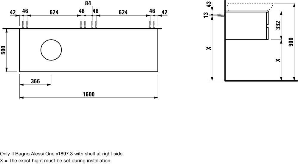 Тумба под умывальник Laufen ILBAGNOALESSI One H4242610976311