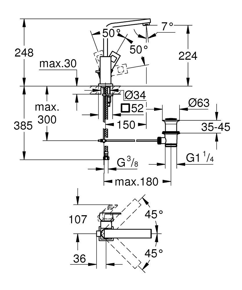 Смеситель для умывальника Grohe Eurocube 23135AL0
