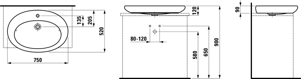 Умывальник-чаша Laufen ILBAGNOALESSI One H8189724001091