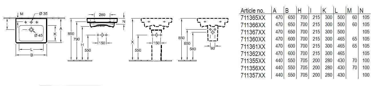 Підвісний умивальник Villeroy and Boch Subway 2.0 711365R1