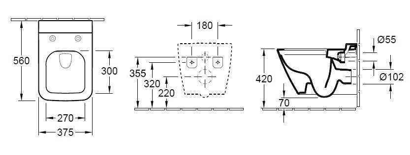 Унітаз підвісний Finion Villeroy & Boch (Без зливного краю) 4664R0R2