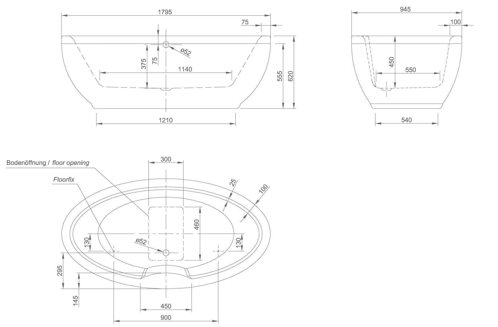 Окремостояча ванна Knief Oval oval 0100 -280 Белый глянцевый