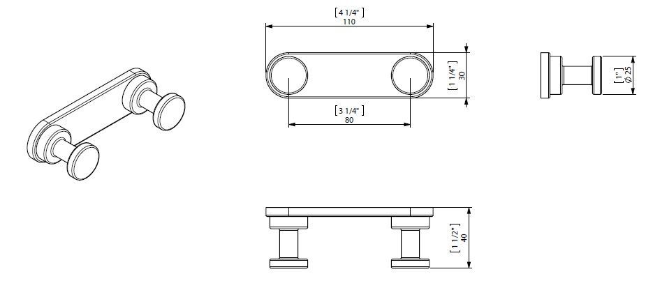 Двойной крючок Creabath Architecture 169450