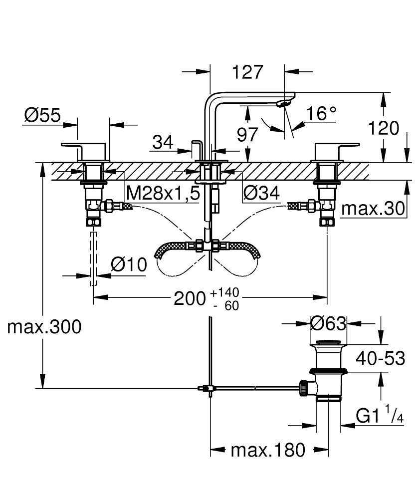 Змішувач для умивальника Grohe Lineare 20304001