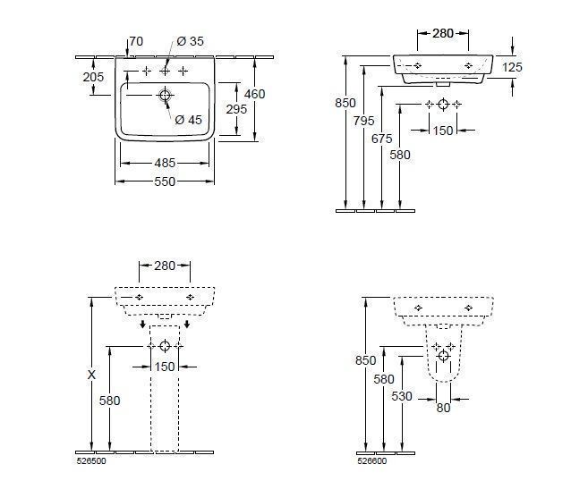 Подвесной умывальник Villeroy and Boch O. Novo 4A4158R1