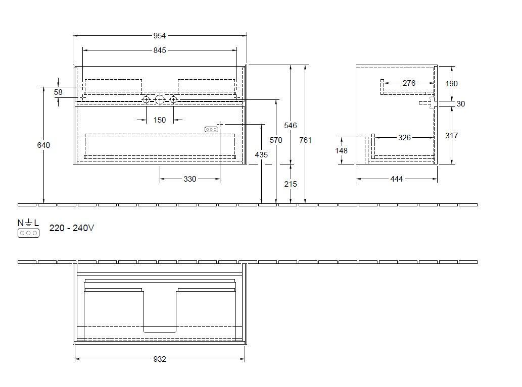 Тумба для умывальника Collaro Villeroy and Boch C011L0VG