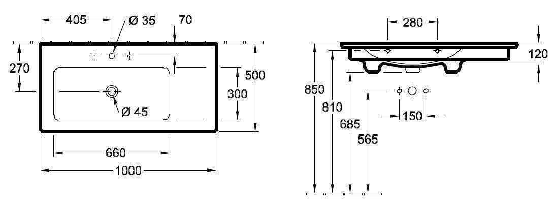 Підвісний умивальник Villeroy and Boch Venticello(лівостороння) 4134L301