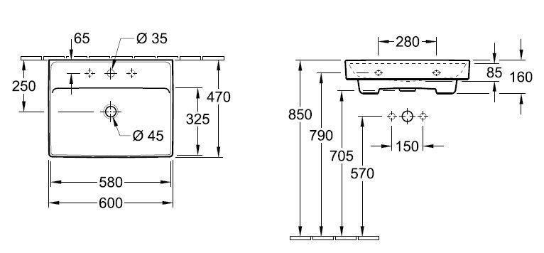 Подвесной умывальник Villeroy and Boch Collaro 4A3363R1