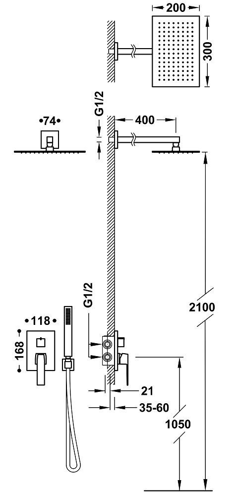 Душевая система Tres Slim 20228004OR