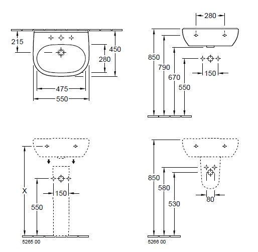 Подвесной умывальник левосторонний Villeroy and Boch O. Novo 51605501