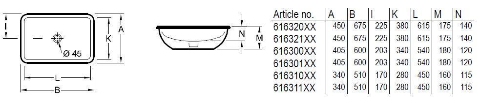 Раковина встраиваемая под столешницу Villeroy and Boch Loop&Friends 616321R2