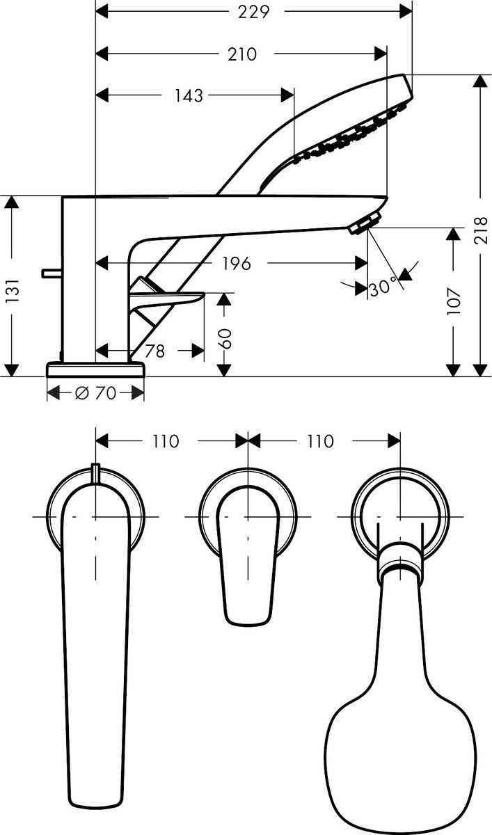 Змішувач в борт ванни Hansgrohe Talis E  71730000