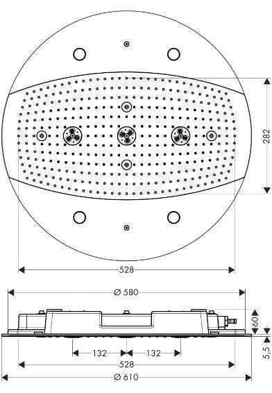 Верхній душ Hansgrohe Raindance Rainmaker ?600 3jet 26117000