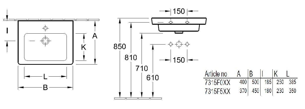 Подвесной умывальник Villeroy and Boch Subway 2.0 7315F0R3