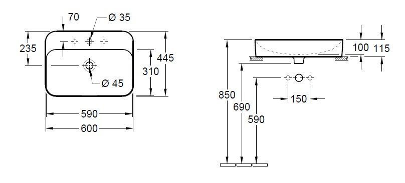 Умывальник на столешницу Finion Villeroy & Boch 414261R1