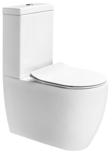 Glomp Напольный унитаз безободковый, с бачком, с сиденьем Soft-Close Slim и слив. механ.,белый