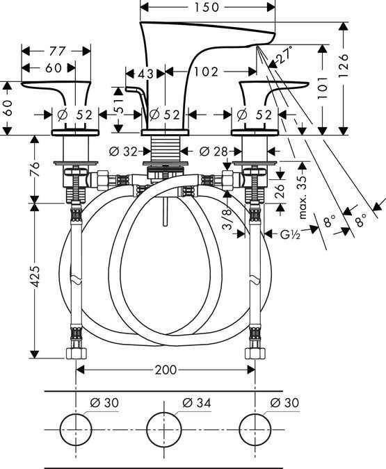 Змішувач для раковини Hansgrohe PuraVida 15063000