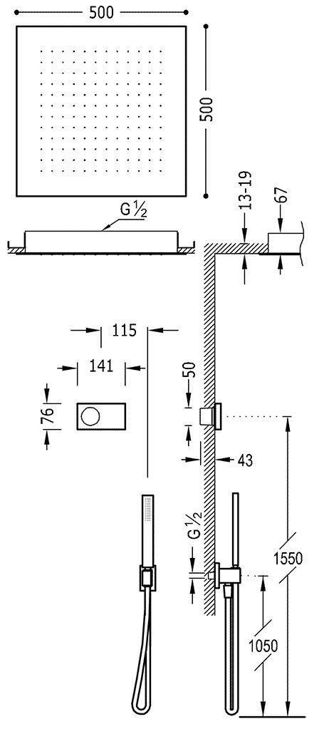 Душевая система Tres Shower Technology 09286561AC