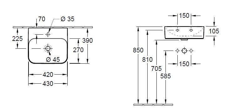 Умывальник подвесной Finion Villeroy & Boch 436444R2
